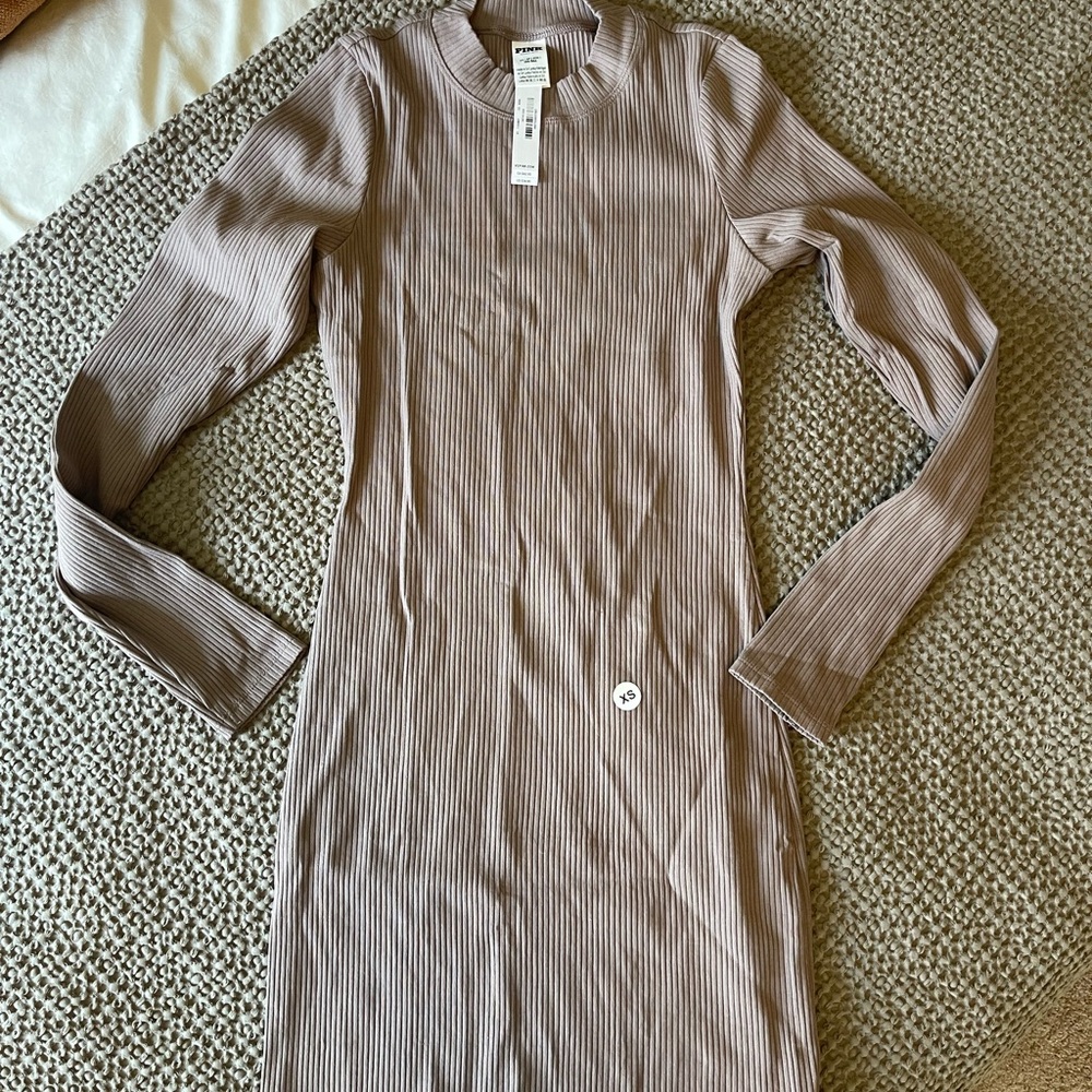 NWT Victoria’s Secret PINK Dust Rose Mauve Bodycon Ribbed Dress